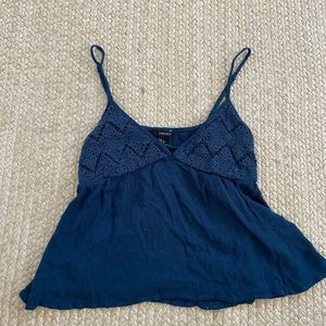 Teal Forever 21 Tank Top with Lace Detail